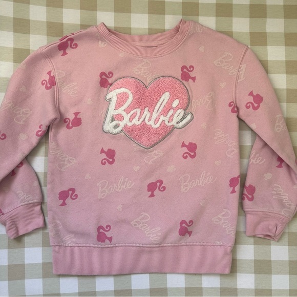 Barbie Other - Barbie Pink Girls Kids Sweatshirt Size 6 Cotton Blend Heart Y2K Style Comfy